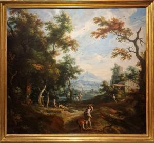 Vittorio Amedeo Cignaroli (Turin, 1730 - 1800), Belebt Landschaft mit Monviso in der Ferne